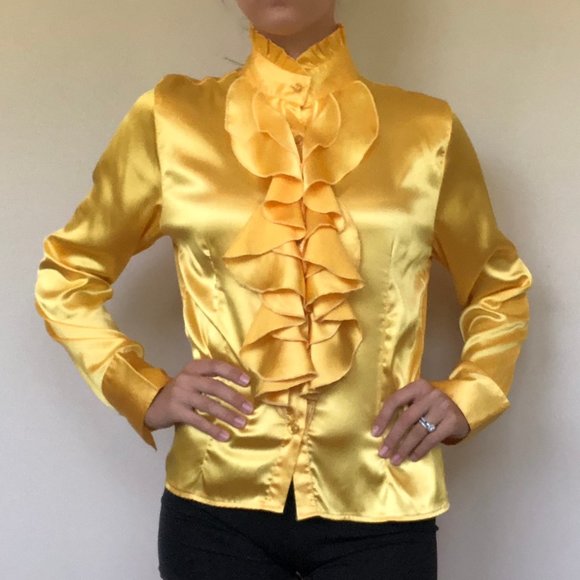 satin yellow blouse